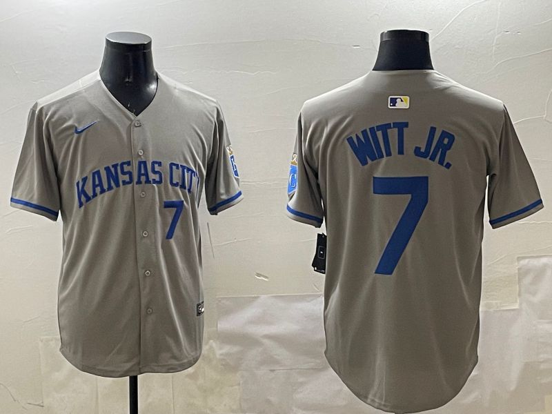 Men Kansas City Royals #7 Witt jr Grey Game 2025 Nike MLB Jersey style 3164